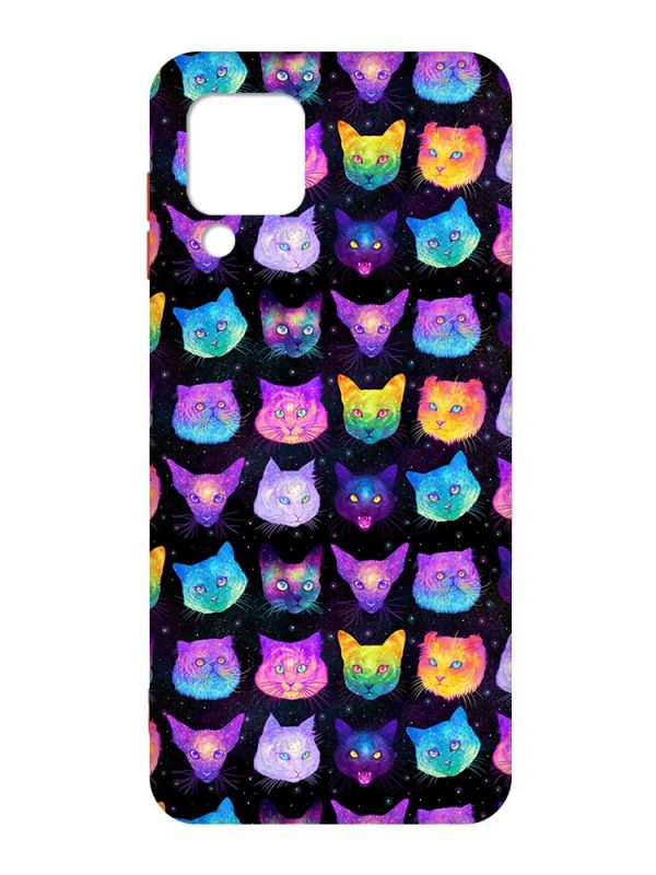 Матовий чохол з червоними боками на Samsung Galaxy M32/A22/M22 4G :: Котики Фон (принт 362)