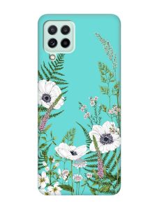 Матовий бірюзовий чохол на Samsung Galaxy M32/M22/A22 4G :: Квіти польові (принт 363)