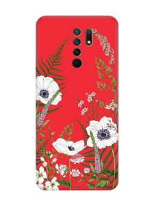 Матовий червоний чохол на Xiaomi Redmi 9 :: Квіти польові (принт 363)