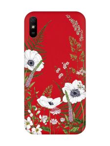 Матовий червоний чохол на Xiaomi Redmi 9A :: Квіти польові (принт 363)