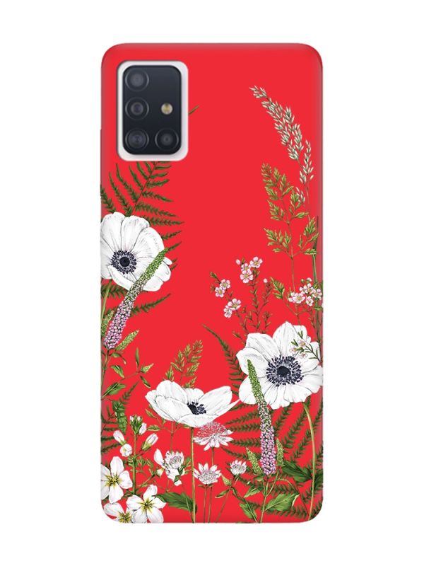Матовий червоний чохол на Samsung Galaxy A71 / A715 :: Квіти польові (принт 363)