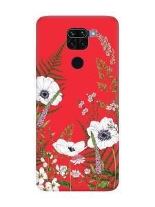 Матовий червоний чохол на Xiaomi Redmi Note 9 / 10X :: Квіти польові (принт 363)