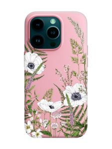 Матовий рожевий чохол на Apple iPhone 14 Pro :: Квіти польові (принт 363)