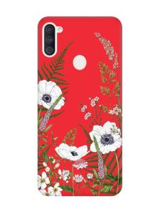 Матовий червоний чохол на Samsung Galaxy A11 :: Квіти польові (принт 363)