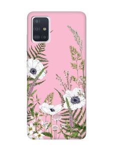 Матовий рожевий чохол на Samsung Galaxy A51 :: Квіти польові (принт 363)