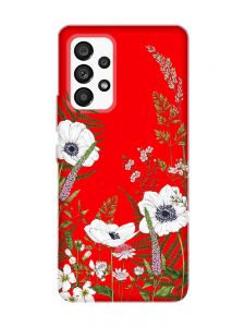 Матовий червоний чохол на Samsung Galaxy A53 4G/5G :: Квіти польові (принт 363)
