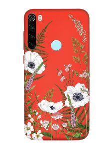 Матовий червоний чохол на Xiaomi Redmi Note 8T :: Квіти польові (принт 363)