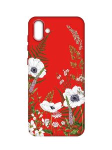 Матовий червоний чохол на Samsung Galaxy A04 :: Квіти польові (принт 363)