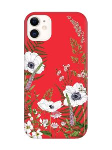 Матовий червоний чохол на Apple iPhone 11 (6.1) :: Квіти польові (принт 363)