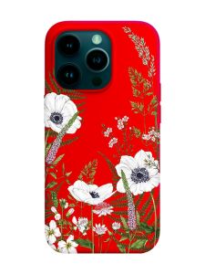 Матовий червоний чохол на Apple iPhone 14 Pro :: Квіти польові (принт 363)