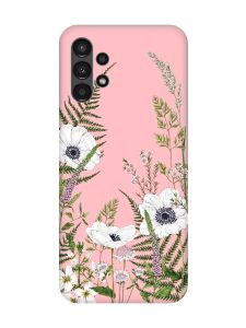 Матовий рожевий чохол на Samsung A13 4G :: Квіти польові (принт 363)