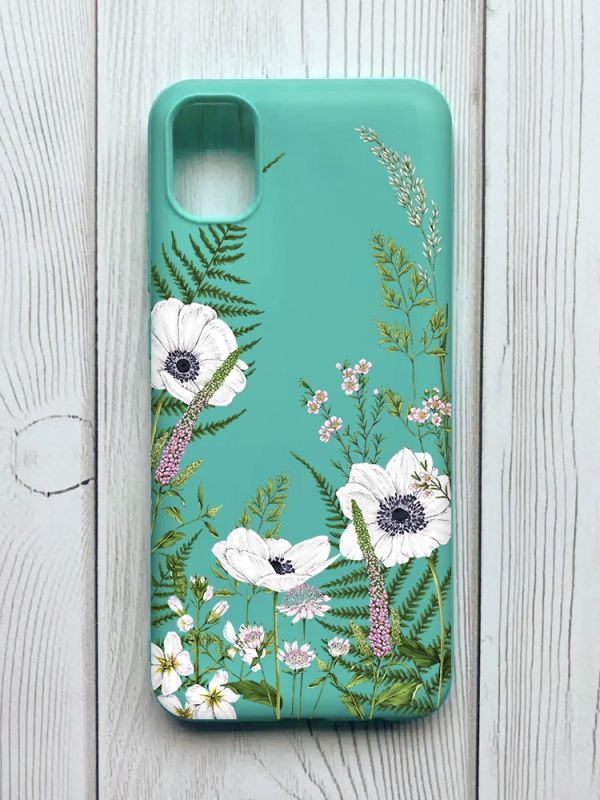 Матовий бірюзовий чохол на Samsung Galaxy A04E / A042 :: Квіти польові (принт 363)