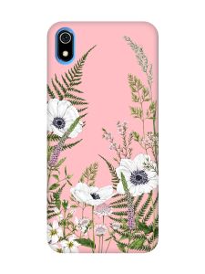 Матовий рожевий чохол на Xiaomi Redmi 7A :: Квіти польові (принт 363)