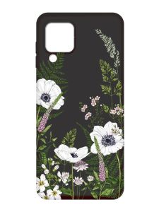 Матовий чорний чохол на Samsung Galaxy M32 / A22 / M22 4G :: Квіти польові (принт 363)