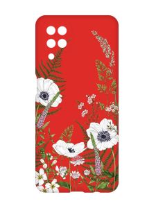 Матовий червоний чохол на Samsung Galaxy A12 :: Квіти польові (принт 363)