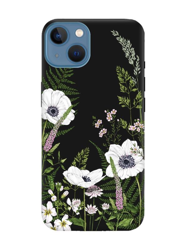Матовий чорний чохол на Apple iPhone 13 :: Квіти польові (принт 363)