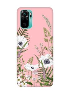 Матовий рожевий чохол на Xiaomi Redmi Note 10 / Note 10s :: Квіти польові (принт 363)