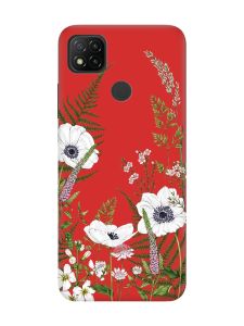 Матовий червоний чохол на Xiaomi Redmi 9C/10A :: Квіти польові (принт 363)