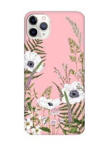 Матовий рожевий чохол на iPhone 11 Pro Max (6.5) :: Квіти польові (принт 363)