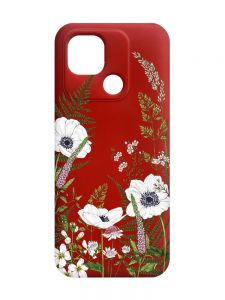 Матовий червоний чохол на Xiaomi Redmi 10C :: Квіти польові (принт 363)