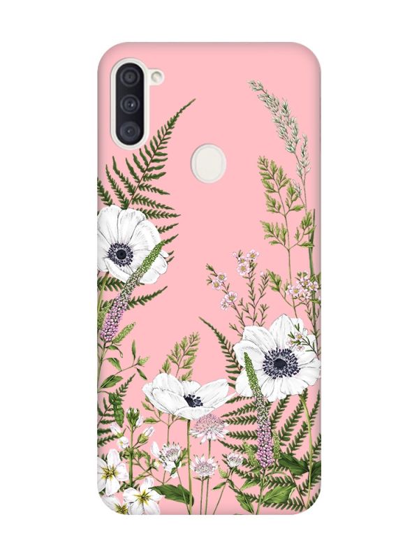 Матовий рожевий чохол на Samsung Galaxy A11 :: Квіти польові (принт 363)