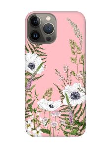 Матовий рожевий чохол на Apple iPhone 13 Pro :: Квіти польові (принт 363)
