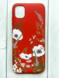 Матовий червоний чохол на Samsung Galaxy A04E/A042 :: Квіти польові (принт 363)