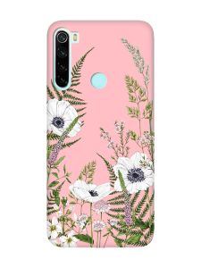 Матовий рожевий чохол на Xiaomi Redmi Note 8 :: Квіти польові (принт 363)