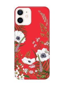 Матовий червоний чохол на Apple iPhone 12 / 12 Pro (6.1) :: Квіти польові (принт 363)