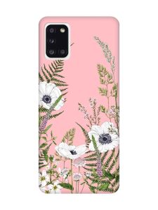 Матовий рожевий чохол на Samsung Galaxy A31 :: Квіти польові (принт 363)