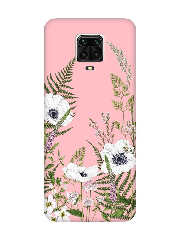 Матовий рожевий чохол на Xiaomi Redmi Note 9 Pro / 9S / 9 Pro Max :: Квіти польові (принт 363)