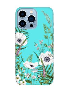 Матовий бірюзовий чохол на Apple iPhone 13 Pro Max :: Квіти польові (принт 363)