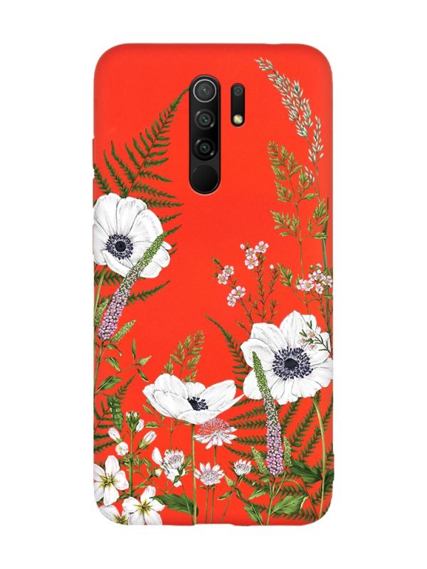 Матовий червоний чохол на Xiaomi Redmi Note 8 Pro :: Квіти польові (принт 363)