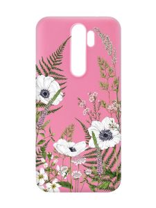 Матовий рожевий чохол на Xiaomi Redmi Note 8 Pro :: Квіти польові (принт 363)