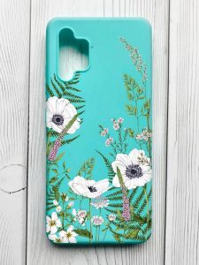 Матовий бірюзовий чохол на Samsung Galaxy A32 :: Квіти польові (принт 363)