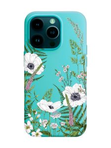 Матовий бірюзовий чохол на Apple iPhone 14 Pro :: Квіти польові (принт 363)
