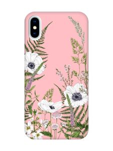 Матовий рожевий чохол на iPhone X / Xs :: Квіти польові (принт 363)