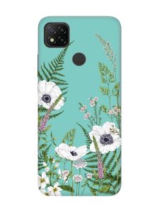 Матовий бірюзовий чохол на Xiaomi Redmi 9C/10A :: Квіти польові (принт 363)