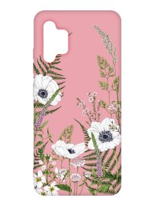 Матовий рожевий чохол на Samsung Galaxy A32 :: Квіти польові (принт 363)