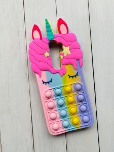 Чохол Поп-Іт Pop It для Xiaomi Redmi Note 8 Pro Одноріг Рожево-фіол.