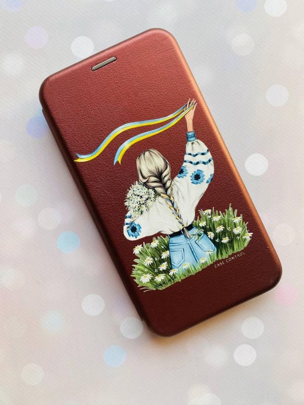 Чохол-книжка з малюнком для Samsung Galaxy А10ѕ/ A107 Бордовий :: Дівчина зі стрічкою (принт 17)