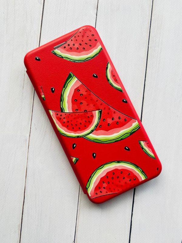 Чохол-книжка з малюнком для Xiaomi Redmi 8A Червоний :: Скибки кавуна (принт 342)