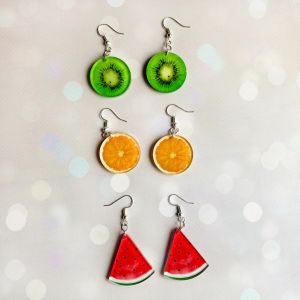 Набір сережок Фруктовий мікс 2 (ківі, апельсин і кавун)