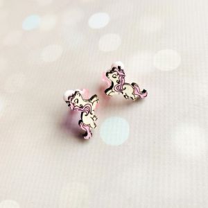 Дитячі сережки кліпси Єдинороги (принт k_002)