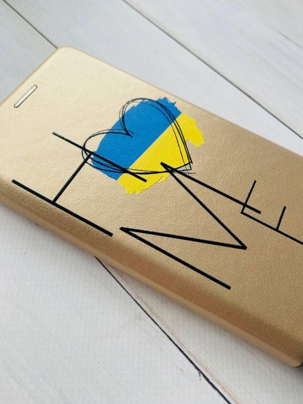 Чохол-книжка з малюнком на Xiaomi Redmi Note 9 / Redmi 10X Золотистий :: Дім Україна (принт 353)