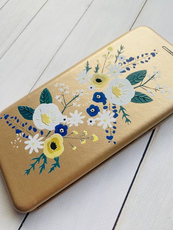 Чохол-книжка з малюнком для Samsung Galaxy A31 Золотистий :: Квіти. Акварель (принт 271)