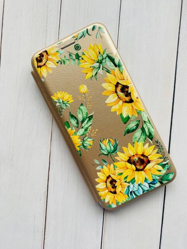 Чохол-книжка з малюнком для Xiaomi Redmi 9 Золотистий :: Соняхи (принт 288)