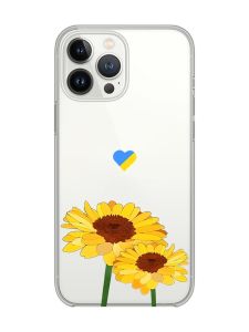 Прозорий чохол із захистом камери на iPhone 14 Pro :: Жовті квіти (принт 364)