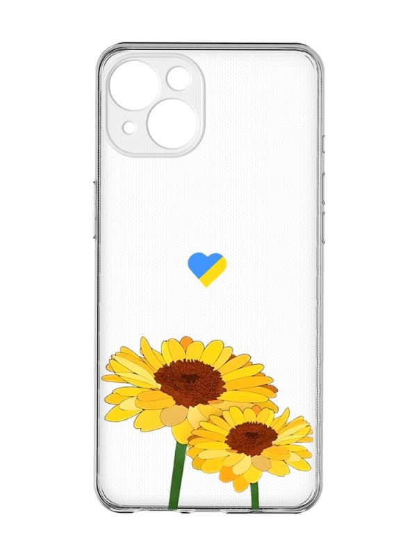 Прозорий чохол із захистом камер на iPhone 15 :: Жовті квіти (принт 364)