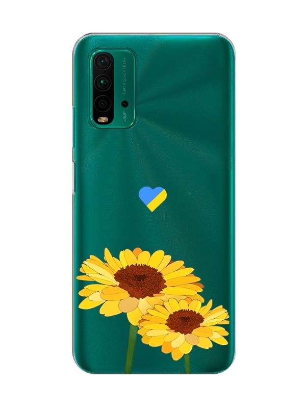 Прозорий чохол на Xiaomi Redmi 9T  :: Жовті квіти (принт 364)